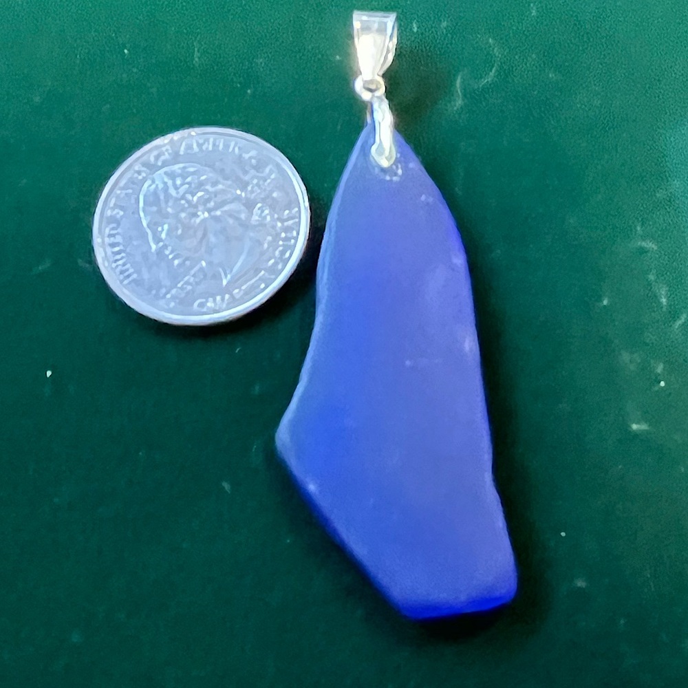 COBALT BLUE BEACH SEA GLASS STERLING PENDANT
